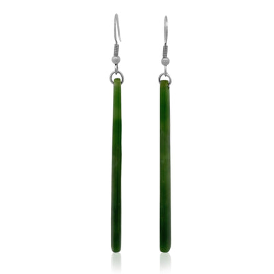 NZ pounamu greenstone pole drop earrings on zulu hooks