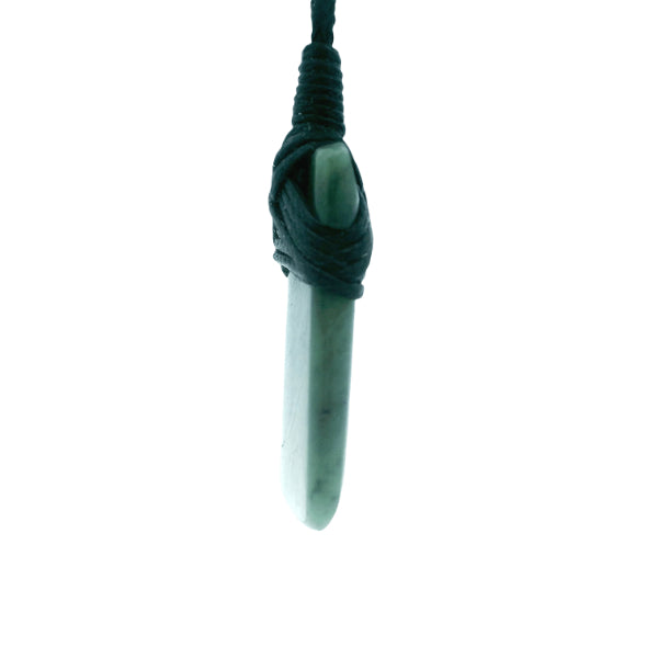 NZ pounamu greenstone toki on slider cord