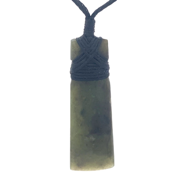 NZ pounamu greenstone bound toki on slider cord