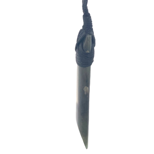 NZ pounamu greenstone bound toki on slider cord
