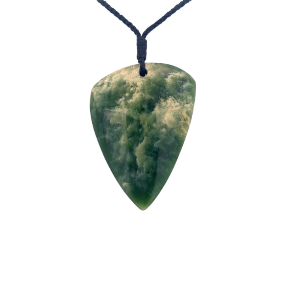 NZ pounamu greenstone triangular drop on slider cord