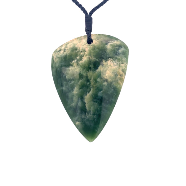 NZ pounamu greenstone triangular drop on slider cord