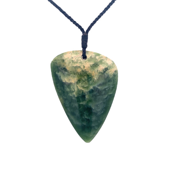 NZ pounamu greenstone triangular drop on slider cord