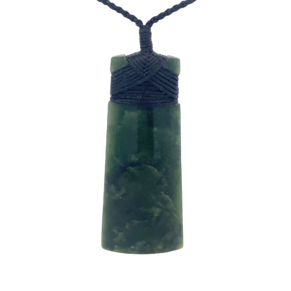 NZ pounamu greenstone bound toki on slider cord