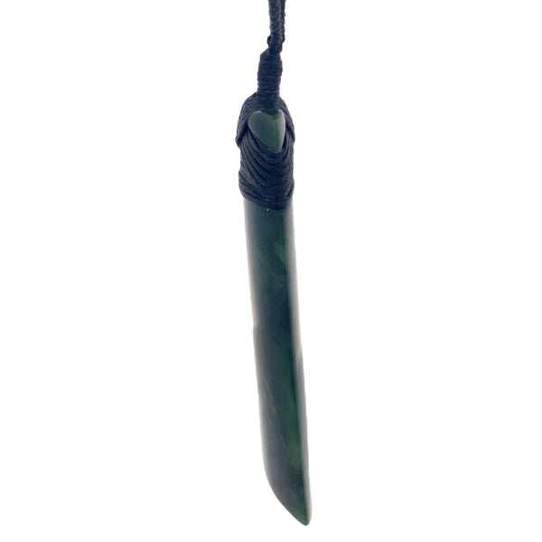 NZ pounamu greenstone bound toki on slider cord
