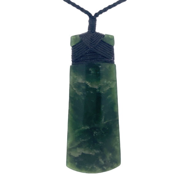 NZ pounamu greenstone bound toki on slider cord