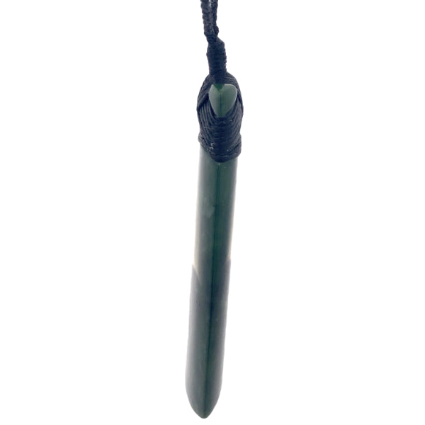 NZ pounamu greenstone bound toki on slider cord
