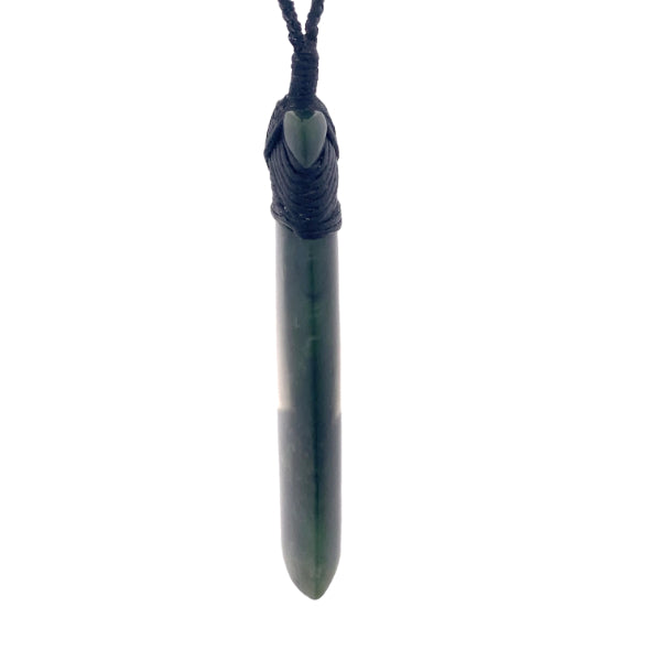NZ pounamu greenstone bound toki on slider cord