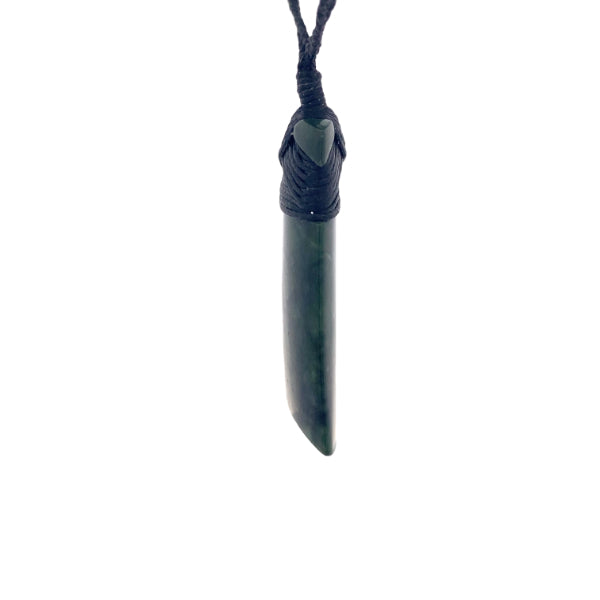 NZ pounamu greenstone bound toki on slider cord