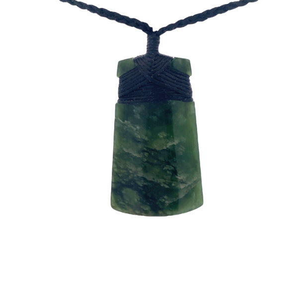 NZ pounamu greenstone bound toki on slider cord