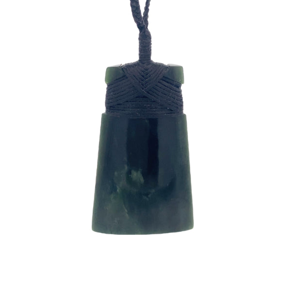 NZ pounamu greenstone bound toki on slider cord