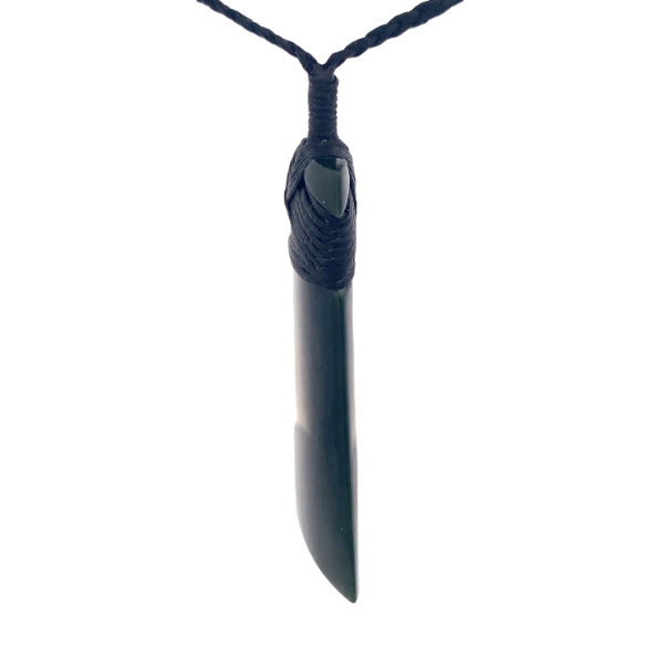 NZ pounamu greenstone bound toki on slider cord