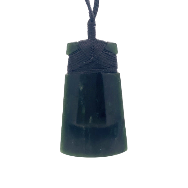 NZ pounamu greenstone bound toki on slider cord