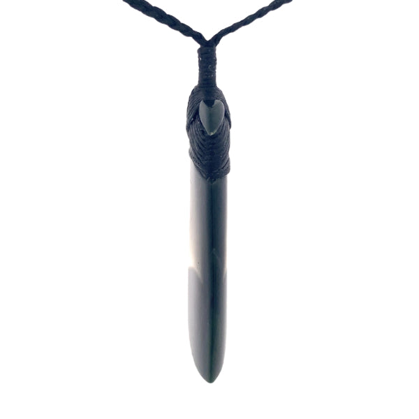 NZ pounamu greenstone bound toki on slider cord