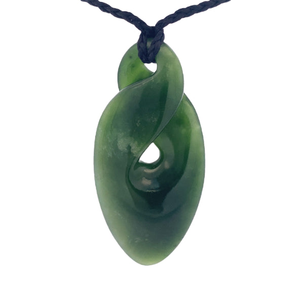 NZ pounamu greenstone oblong twist on slider cord