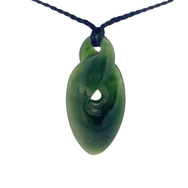 NZ pounamu greenstone oblong twist on slider cord