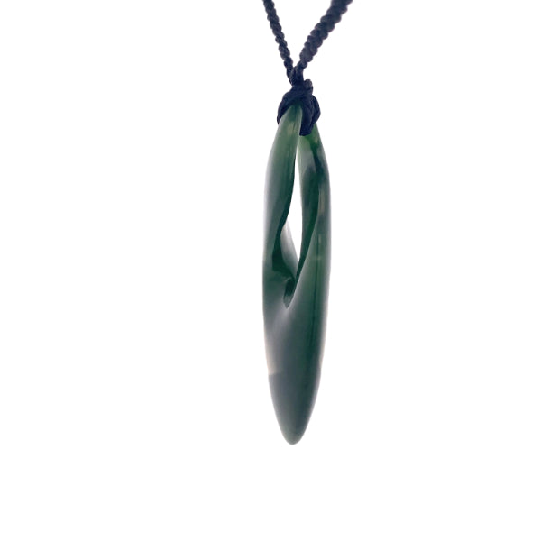 NZ pounamu greenstone oblong twist on slider cord