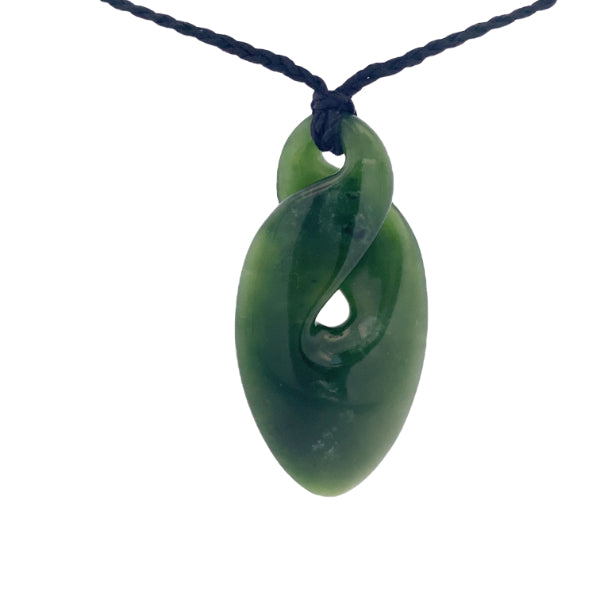 NZ pounamu greenstone oblong twist on slider cord
