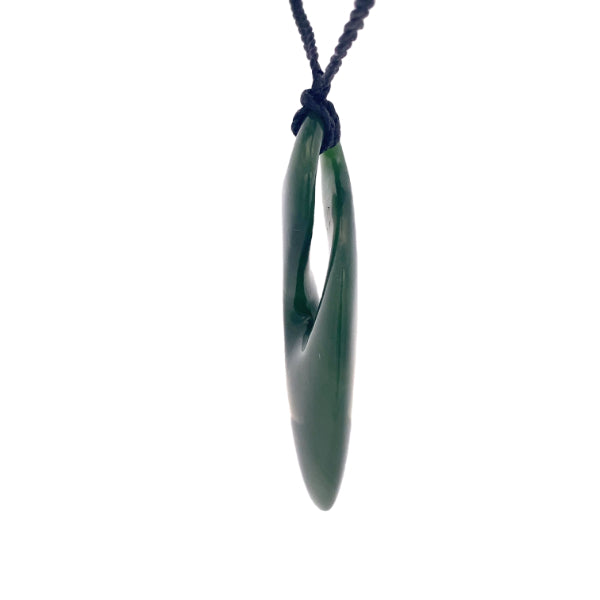 NZ pounamu greenstone oblong twist on slider cord