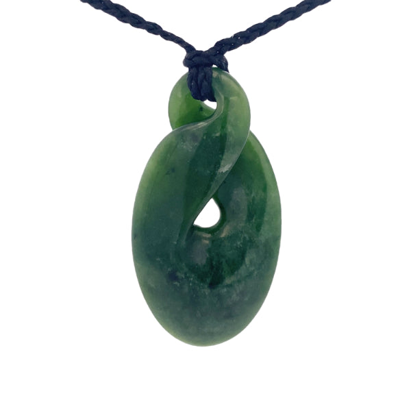 NZ pounamu greenstone oblong twist on slider cord