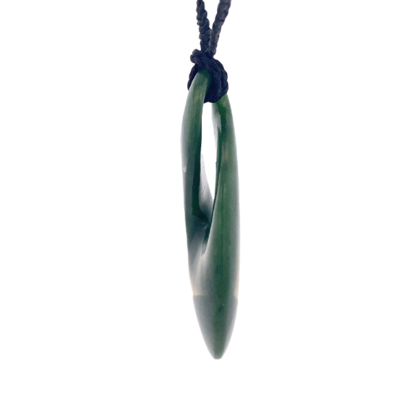 NZ pounamu greenstone oblong twist on slider cord