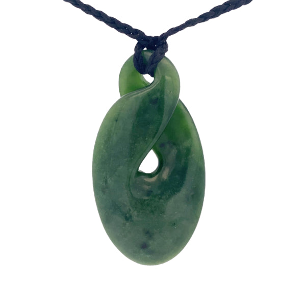NZ pounamu greenstone oblong twist on slider cord