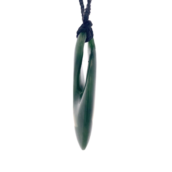 NZ pounamu greenstone oblong twist on slider cord