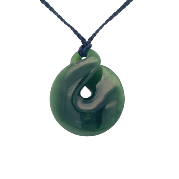 NZ pounamu greenstone round twist on slider cord