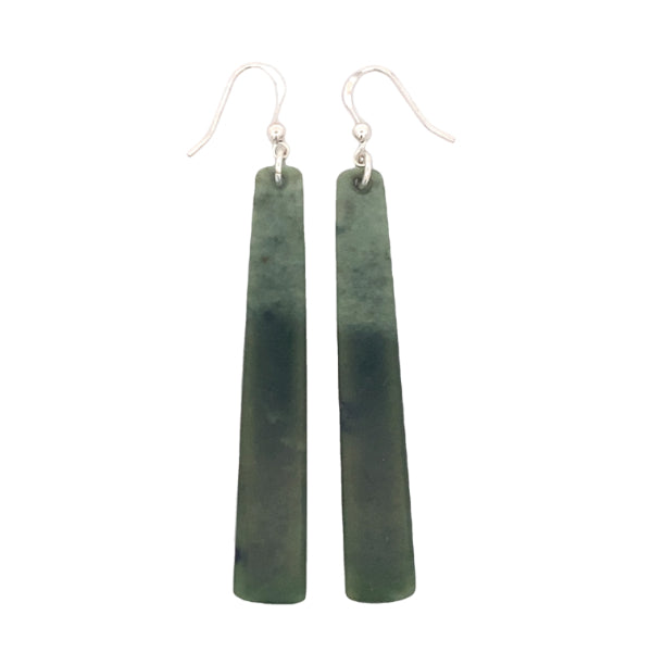 NZ pounamu greenstone drop earrings on sterling silver hooks