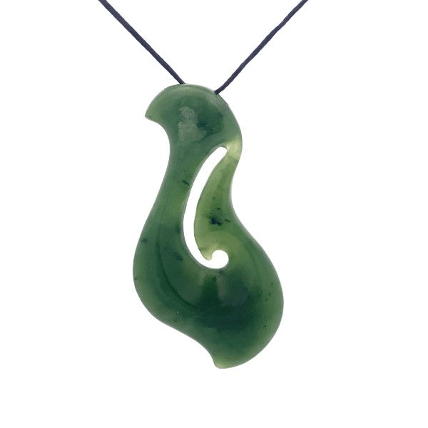 NZ pounamu greenstone hook on slider cord