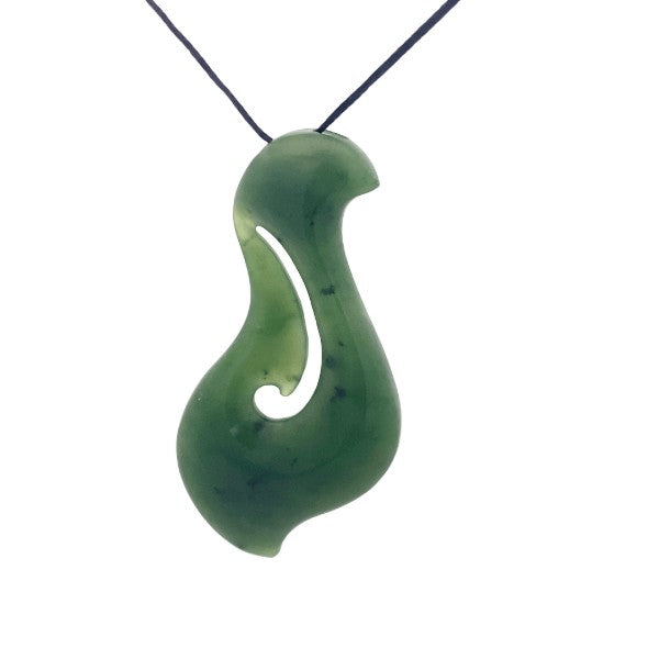 NZ pounamu greenstone hook on slider cord