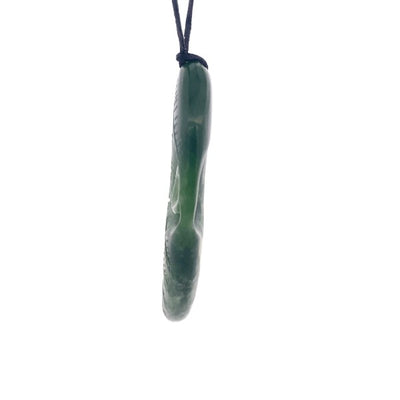 NZ pounamu greenstone fern shaped with koru