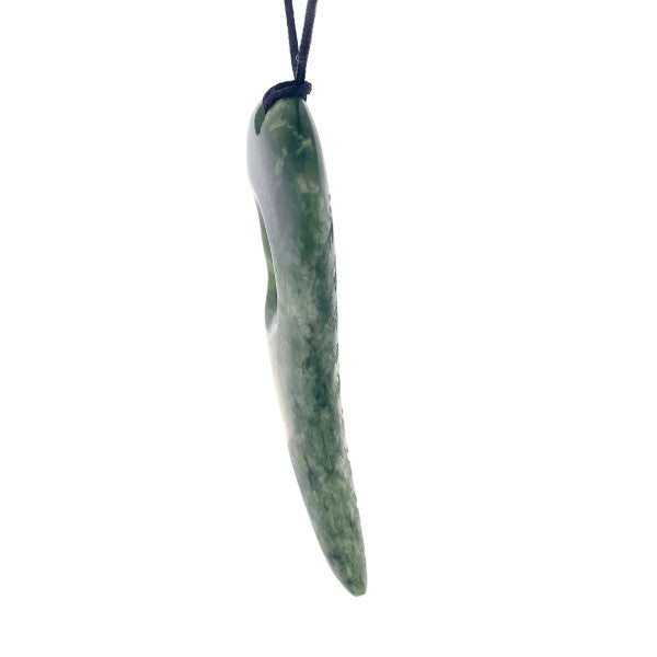 NZ pounamu greenstone fern shaped with koru