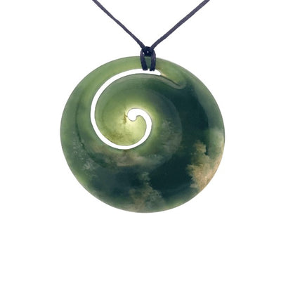 NZ pounamu greenstone koru on slider cord