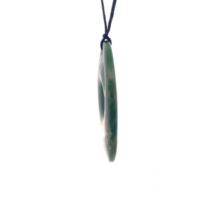 NZ pounamu greenstone koru on slider cord