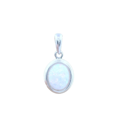 Oval synthetic opal pendant in sterling silver