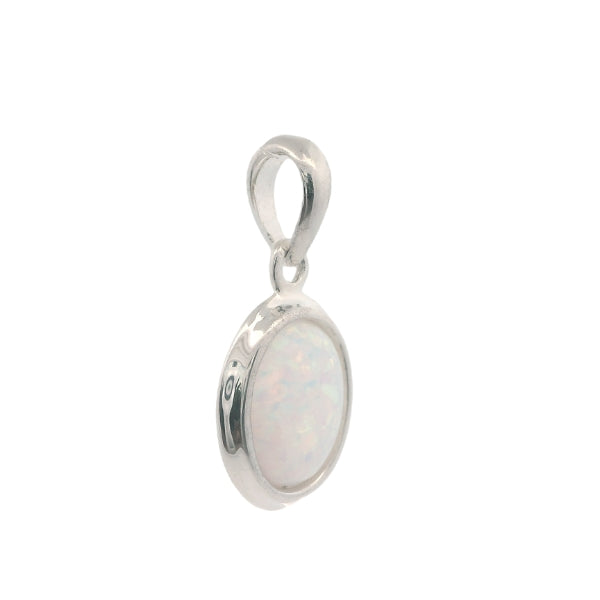 Oval synthetic opal pendant in sterling silver