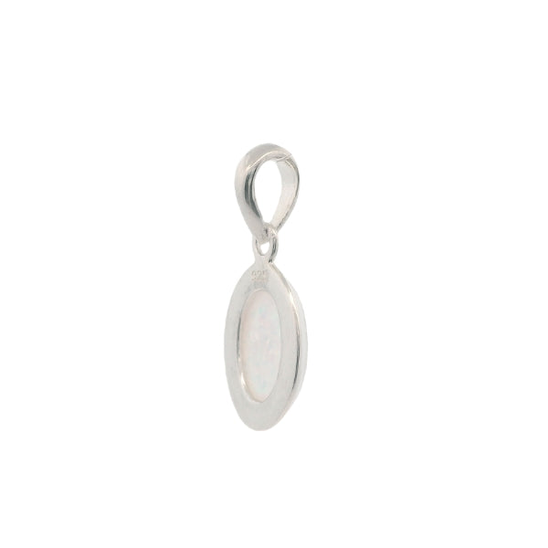 Oval synthetic opal pendant in sterling silver