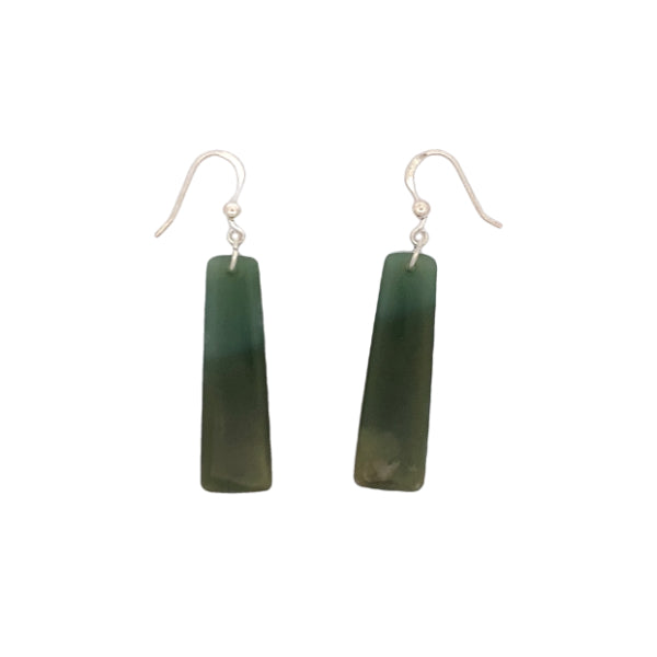 NZ pounamu greenstone drop earrings on sterling silver hooks