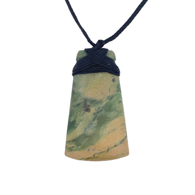 NZ pounamu greenstone bound toki on slider cord