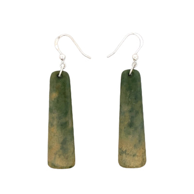 NZ Pounamu Greenstone drop earrings 44mm