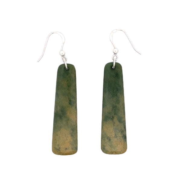NZ pounamu greenstone drop earrings 44mm