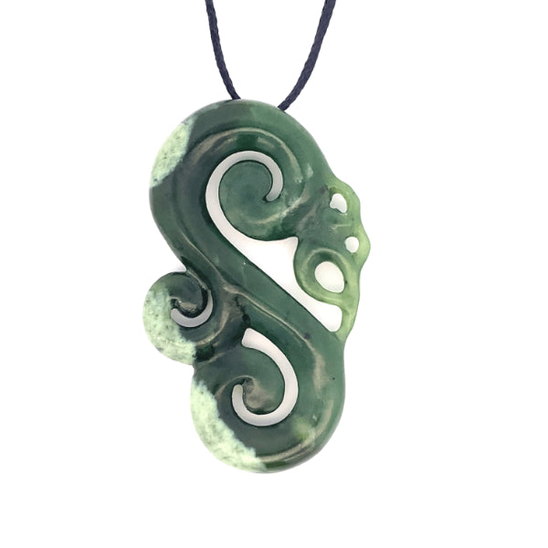 NZ pounamu greenstone manaia necklace - 73mm