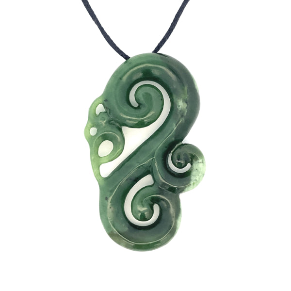 NZ pounamu greenstone manaia necklace - 73mm