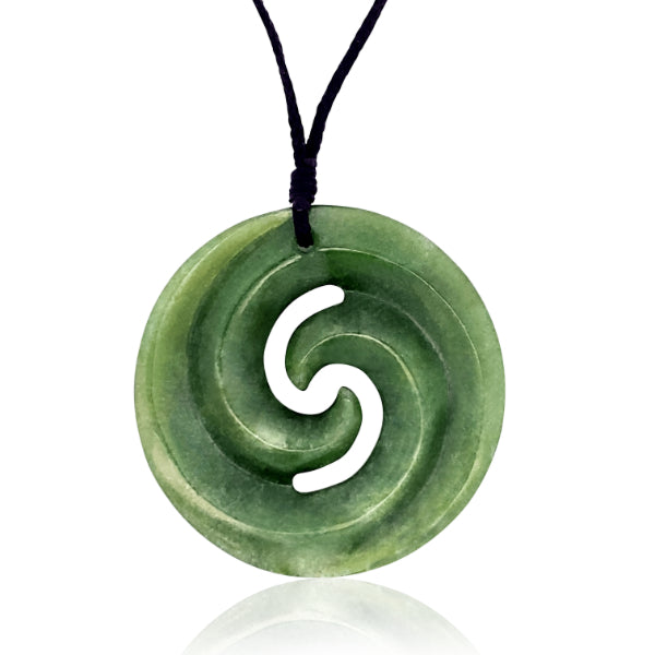 NZ Greenstone Pounamu Double Koru Necklace