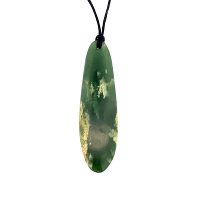 NZ pounamu greenstone drop pendant on slider cord