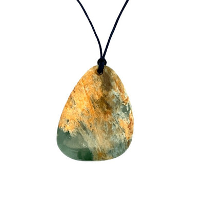 NZ pounamu freeform drop pendant on slider cord