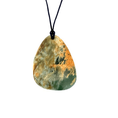 NZ pounamu freeform drop pendant on slider cord