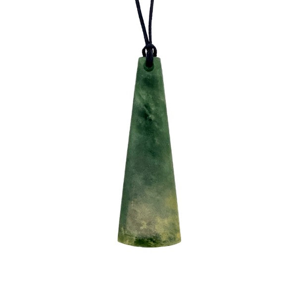 NZ pounamu greenstone unbound toki pendant on slider cord