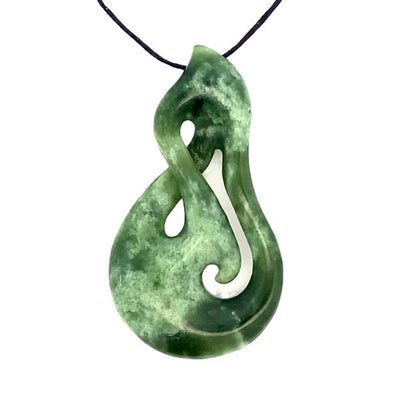NZ pounamu greenstone twist pendant on slider cord